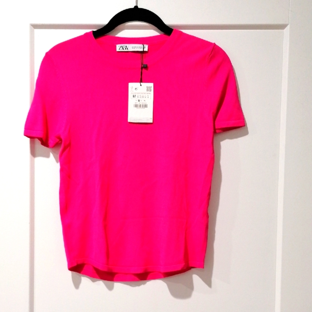 Zara Women's Hot Pink Short Sleeve Tee